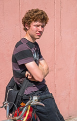 Student standing moped