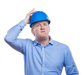 Engineer in blue helmet
