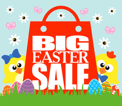 Big Easter Sale card, funny  chickens
