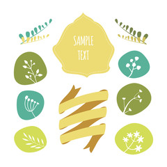 Set of Happy easter and spring design elements