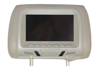 Television inside a car White background