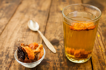 compote from dried fruits in a glass