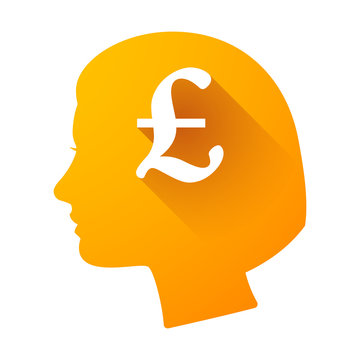 Female head icon with a pound