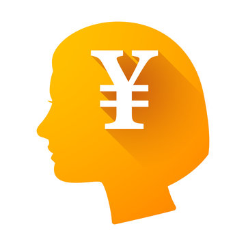 Female head icon with a yen