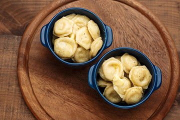 Meat Dumplings - russian boiled pelmeni in plate