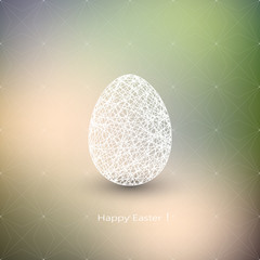Easter egg on blurred background with place for your text
