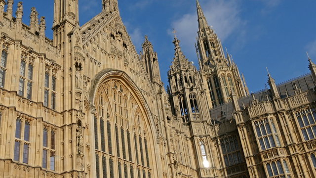 The view of the huge Palace of Westminster located in London