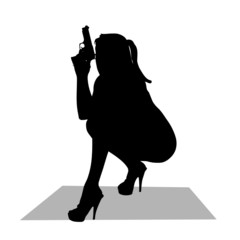 girl with gun vector silhouette