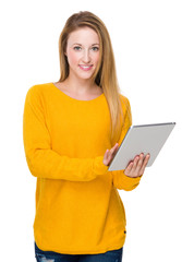 Caucasian woman use of digital tablet