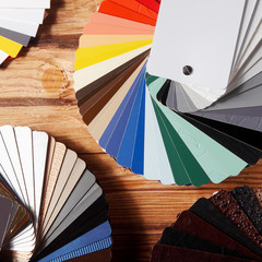 Color Palette Guide Fans on Wooden Table