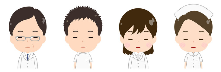 医者　看護師　無表情　目を閉じる