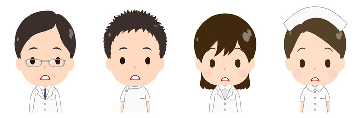 医者　看護師　きょとん