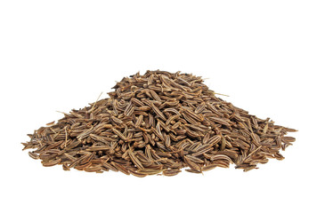 Pile of cumin seeds on a white background © domnitsky