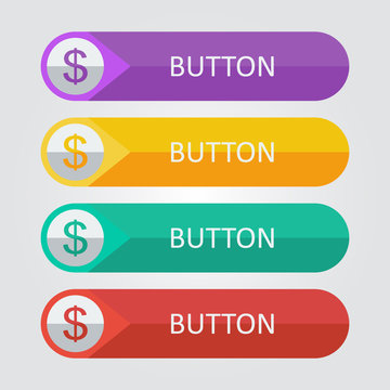 Vector flat buttons with dollar icon