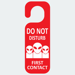 Naklejka premium Vector hotel tag do not disturb with first contact icon