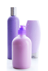 Cosmetic bottles isolated on white