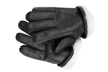leather gloves on white