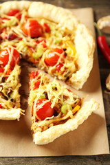 Vegetable pie with paprika, tomatoes and cheese