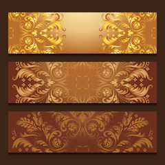 Vector template banners with filigree pattern