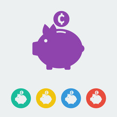 vector piggy bank flat circle icon