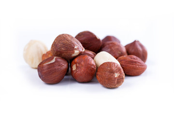Hazel nuts isolated on the white background