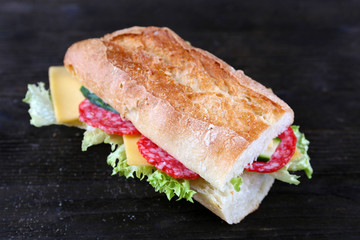 Fresh and tasty sandwiches with cheese and vegetables