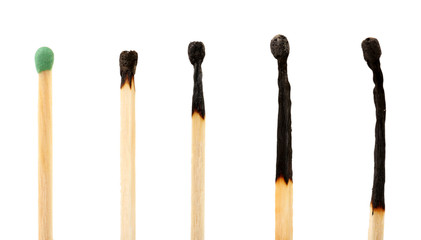 Burnt matches isolated on white