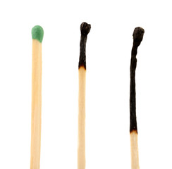 Burnt matches isolated on white