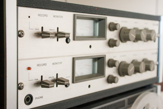 control panel reel tape recorder closeup