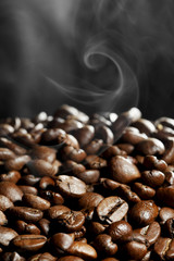 Hot roasted coffee beans