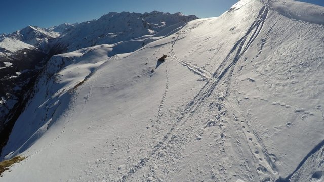 Ski area in Thyon 4 Valley, Swiss Alps - aerial view