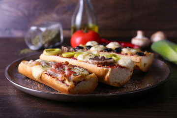 Different sandwiches with vegetables and cheese