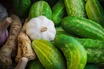 ingredients preparation pickled cucumbers