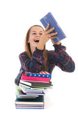 School girl with books