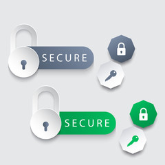 Secure, elements for web design, websites, apps, vector, eps10