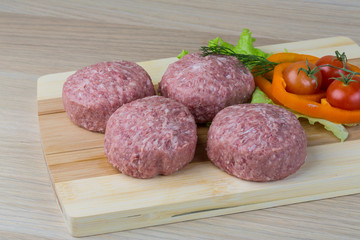 Raw burger cutlet
