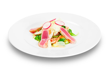 Tuna salad on a white plate