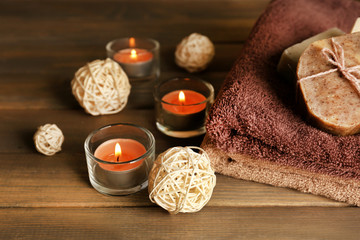Spa still life on wooden background