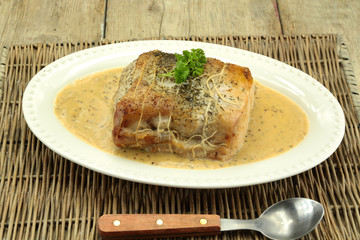 rôti de porc sauce moutarde