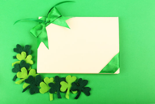 Greeting card for Saint Patrick's Day with shamrocks
