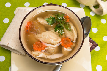 soup with wheat dumplings