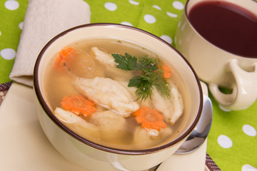 soup with wheat dumplings