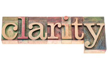 clarity word in wood type