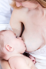 Mother breastfeeding baby