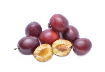 plums isolated on white background