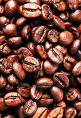 Roasted coffee beans, can be used as a background. Closeup, macr