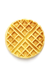 Round ruddy waffle isolated on white background