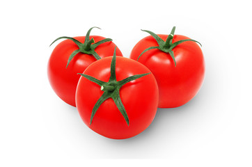 Tree fresh red tomatoes on isolated backround