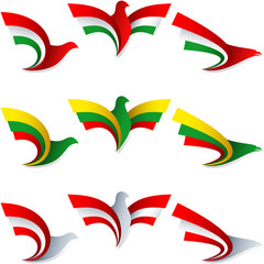 Bird Fly Flag Sign Symbol Insignia Hungary Lithuania Austria