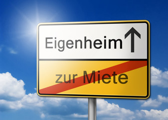 Eigenheim Mietwohnung Hauskauf Hausbau Schild Hintergrund